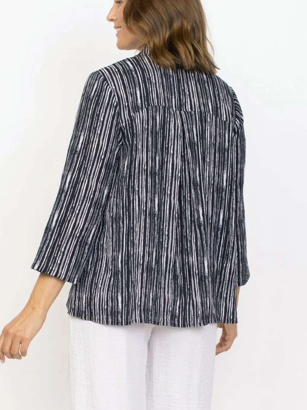 HABITAT express travel stipe pleat back chelsea jacket black white dots Medium